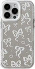 Love Heart Bow Plating Mirror Soft Phone Case for iPhone 13 Pro, Silver