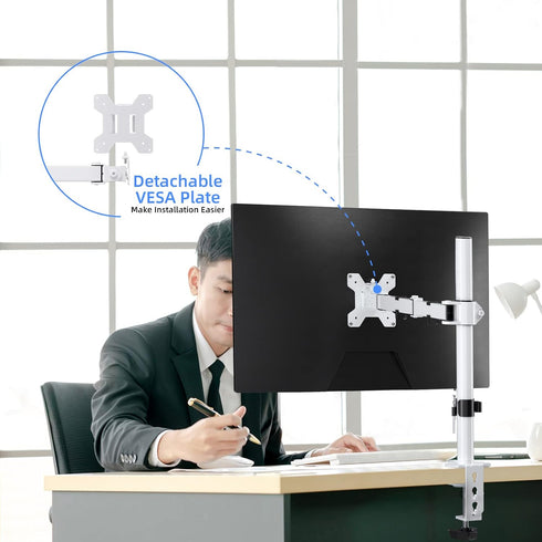 suptek 1 13" 32" 15.75 inch 75x75mm 100x100mm,White (MD9421W) Single Monitor Arm Desk Mount Fully Adjustable Monitor