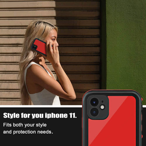iPhone 11 Waterproof Case with Screen Protector, Full Body Shockproof Heavy Duty IP68 Protector (Red)