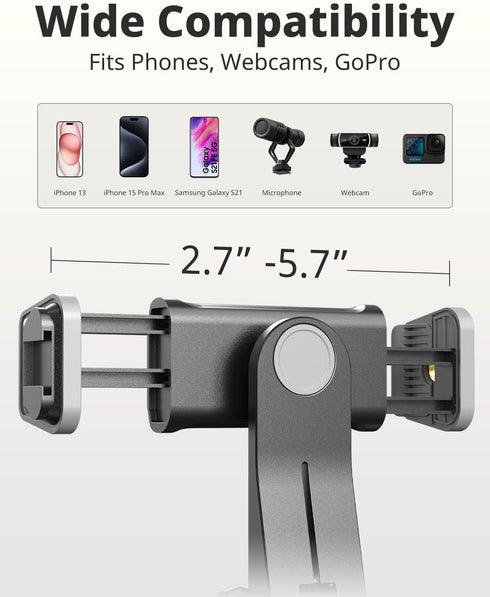 UBeesize 12’’ Ring Light with Overhead Phone Mount, LED Selfie Light with Stand for iPhone and Laptop, Desk Light for