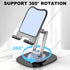 Cell Phone Stand, Fully Adjustable Foldable Desktop Phone Holder, 360 Degree Rotating Desktop Phone Stand for Recording Compatible with iPhone 15 14 13 12 Pro Xs Max Xr All Phones, Blue