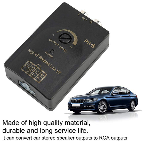 Speaker Level Adapter, Auto Car RCA Output Stereo High to Low Level Converter with Delay Function