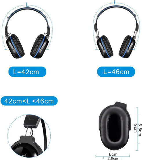 SIMOLIO IR Headphones for Car DVD System, Universal 2 Channel Wireless Infrared Car Headphone, Folding & Carry Pouch (2