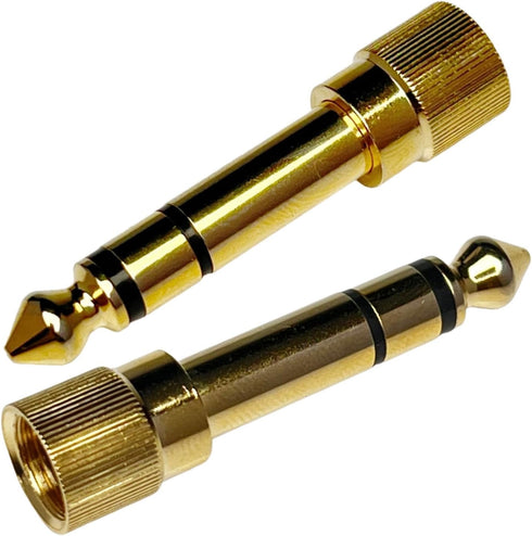CESS 2-Pack 1/4" Stereo Phone Screw-On Adapter, Male 1/8" to Male 1/4" Stereo
