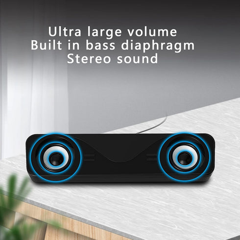 Portable Mini Sound Bar, USB Powered Desktop Computer Speakers for Gaming Laptop