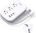 BESHON Flat Plug Power Strip with 3 Outlets and 3 USB Ports (2 USB C), 3.2ft Wrapped Extension Cord for Travel