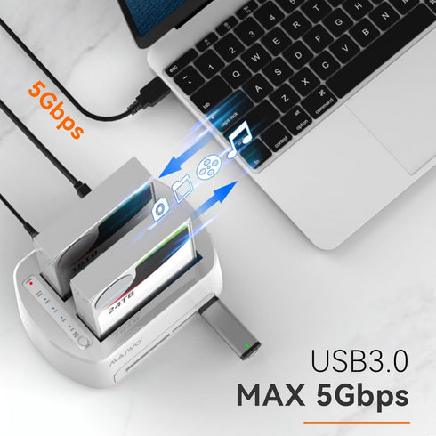 MAIWO 3.0 2.5 3.5-inch 2*24TB, SATA to USB Dual-Bay Hard Drive Docking Station with Offline Clone for & HDD/SSD, Hard