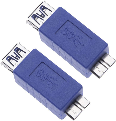 2 Pieces USB 3.0 Female to Micro B Male Adapter, USB A Female to Male Micro B Plug Changer Coupler Connector for