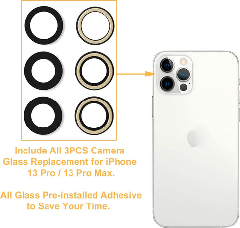Back Rear Camera Glass Lens Replacement for iPhone 13 Pro and iPhone 13 Pro Max with Repairing Tool