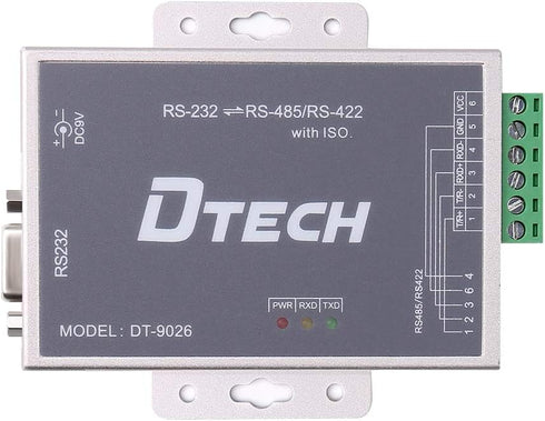 DTECH Active Isolated RS232 to RS485 RS422 Converter with RJ45 Serial Port, DB9 Cable, Power Adapter