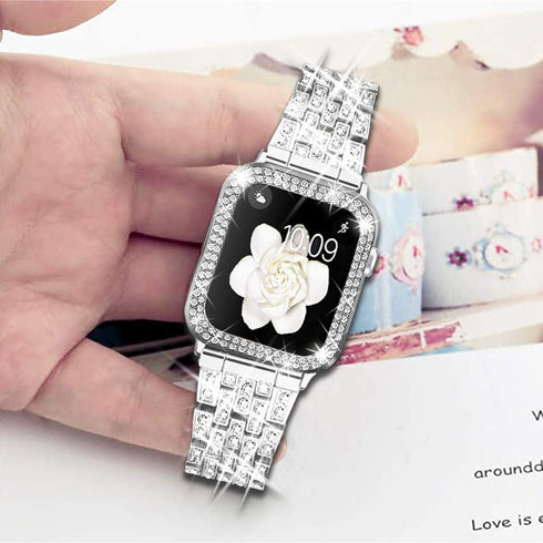 Compatible Apple Watch Ultra Band 49mm 46mm 45mm with 2 Pack Bling Crystal Diamonds Case Cover