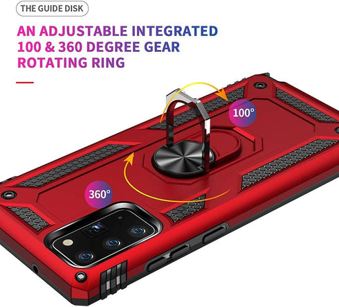 Samsung Galaxy Note 20 Case Military Grade Drop Impact 5G Armor Heavy Duty Shockproof with 360 Metal Rotating Ring
