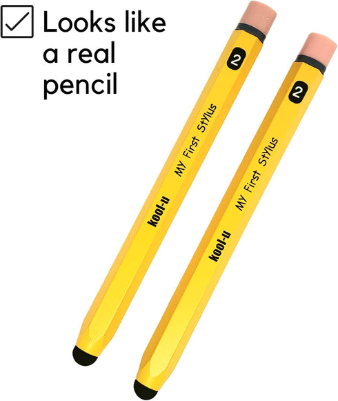 Stylus Pens for Kids, Hexagon Shaped Like Real Pencil, Compatible with All Touch Screen Devices - 2 Pack