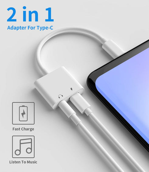 USB C to 3.5mm Headphone Charger Adapter, Type C Earphone Jack AUX Dongle Audio Fast Charging Cable for Samsung Galaxy,