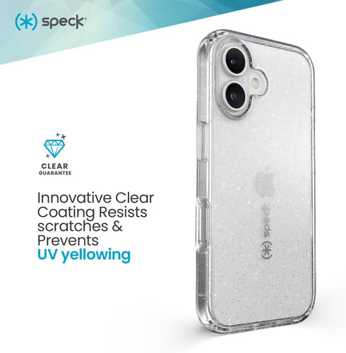 16 Speck Clear iPhone Case - Slim GemShell Phone Case - Clear/Platinum Glitter