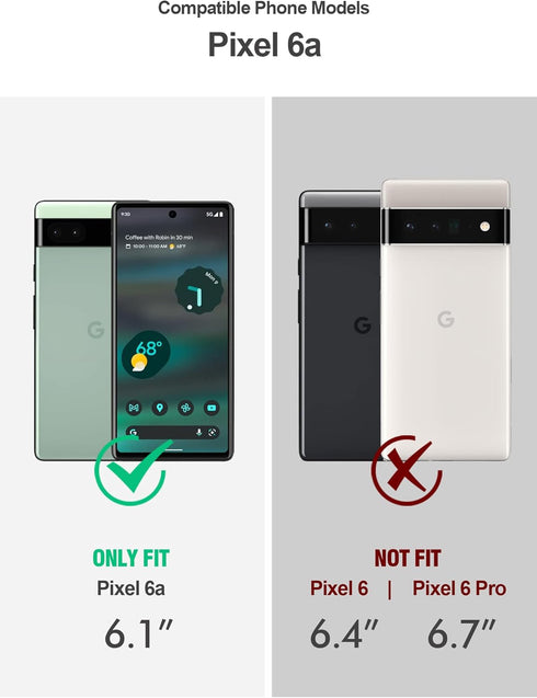 Poetic Guardian 6FT Drop Tested Case for Pixel 6A 5G - Built-in Screen Protector, Full Body Hybrid Shockproof, Black/Clear
