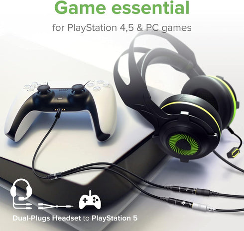 3.5mm Audio Y Splitter Adapter for Gaming PC, PS5, PS4, Xbox Series X, One S, Tablet, Mobile, Laptop, Gaming Headset.