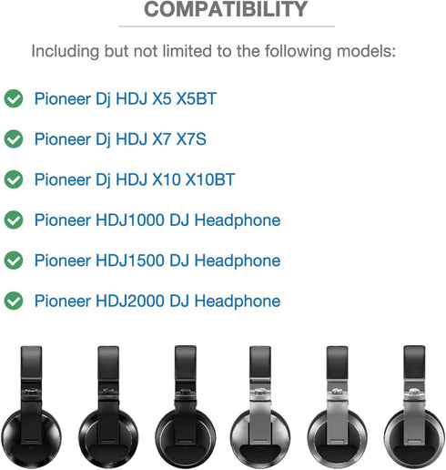 Thick Soft Protein Leather Ear Pads & Headband Cushion Cover Replacement Kits Compatible with Pioneer HDJ-X5 X5BT HDJ-X7 X7BT HDJ-X10 DJ Headset Headphone,with Memory Foam Filling (EarPads+Headband)