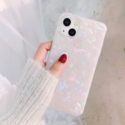 J.west Sparkly Opal Glitter Case for iPhone 13 6.1 inch - Translucent Clear Soft TPU Slim Fit Protective Cover for Women