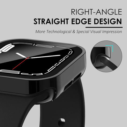 Wingle Compatible for Apple Watch Case 44mm Series SE 4 5 6,Straight Edge Waterproof case Full Protective Hard PC Cover Built-in Tempered Glass Screen Protector for iWatch(44mm Blue/Gold/Silver/Black)