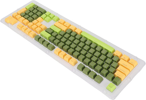 107 Keys Keycaps, Three Color Translucent Characters Arc Layout Mechanical Keyboard Ergonomic Keycaps (Dark Green)