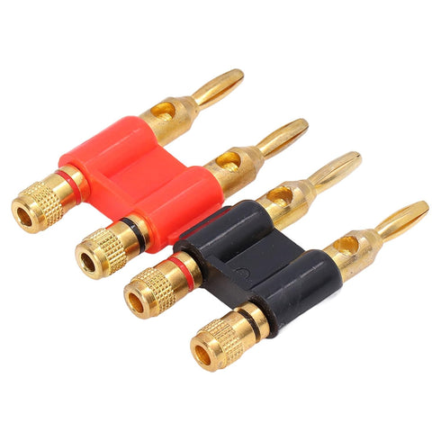 2Pcs Stackable Dual Banana Plugs for Speaker Wire, Brass Male Plug 2 Way Banana Connectors