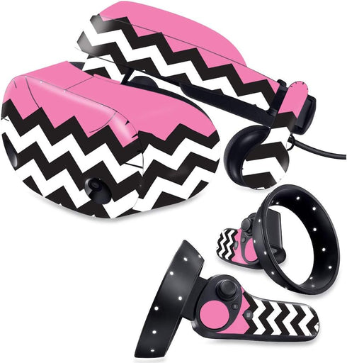 MightySkins Skin for Samsung Odyssey Plus VR - Pink Chevron | Durable Vinyl Decal Wrap Cover, Easy to Apply and Remove
