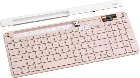 Logitech K585 Multi-Device Slim Wireless Keyboard with Built-in Cradle for Laptop, Tablet, Smartphone, Rose
