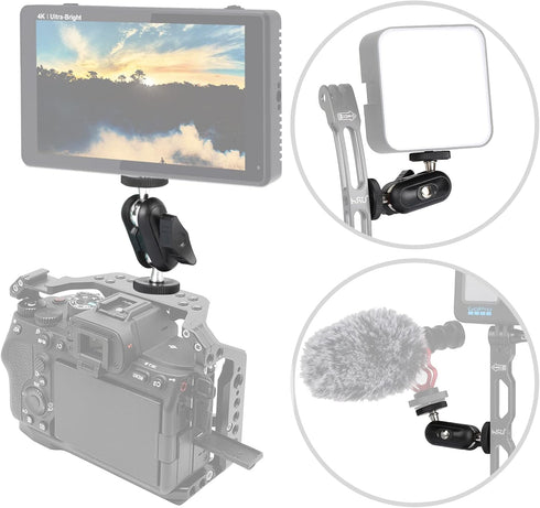 HSU Magic Arm with Dual Ball Head (1/4"-20 Screw) Adjustable Universal Extension for Monitor, Microphone, GoPro (2 Pack)