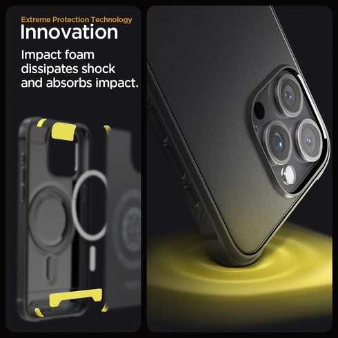 Spigen iPhone 15 Pro Case - Magnetic Rugged Armor MagFit, Matte Black, Extreme Protection, MagSafe Compatible (2023)
