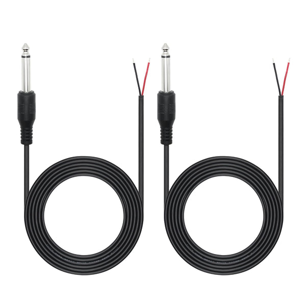 6.35mm Male Plug to Bare Wire Open End Audio Cable, 6FT, for Speaker Microphone Replacement DIY