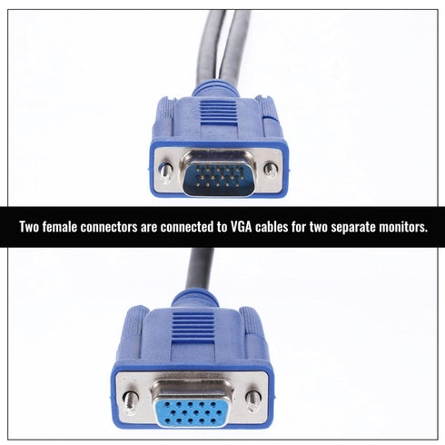 Xelsluthe 1 2 VGA Splitter Dual Monitor Cable Male to Female Adapter Converter VGA SVGA Video Y Cable Cord
