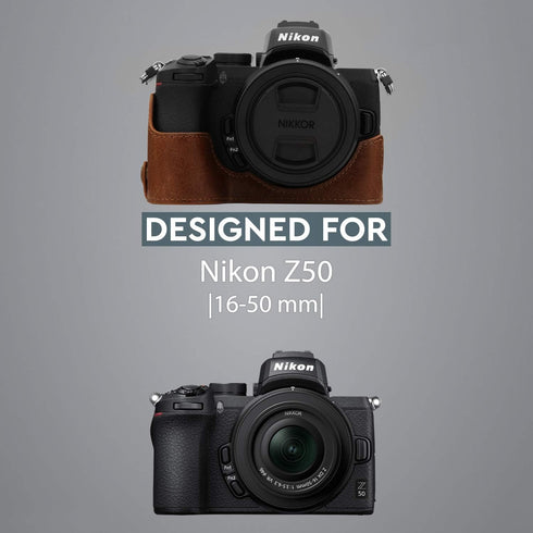 MegaGear Genuine Leather Camera Case for Nikon Z50 (16-50mm)