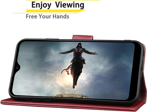 SUANPOT RFID Blocking Leather Wallet Case for Samsung Galaxy A02S, Flip Folio Book Phone Case, Shockproof Cover for Men