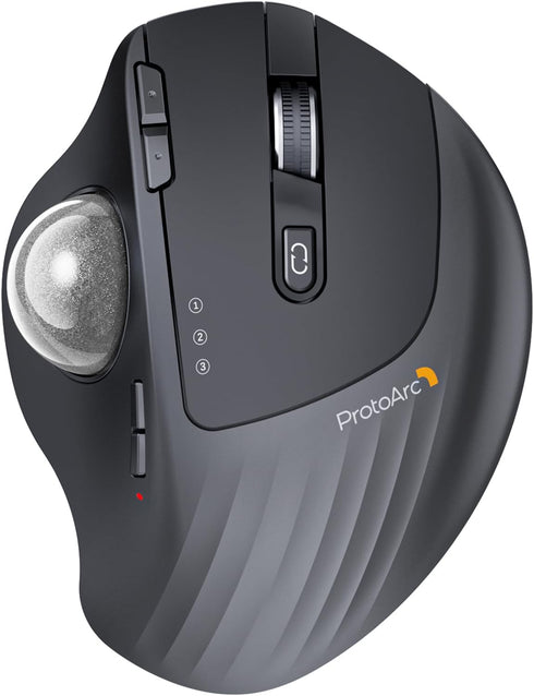 ProtoArc Wireless Trackball Mouse, EM01 NL Ergonomic Bluetooth Rollerball Mouse, Adjustable Angle & 3 Device Connection