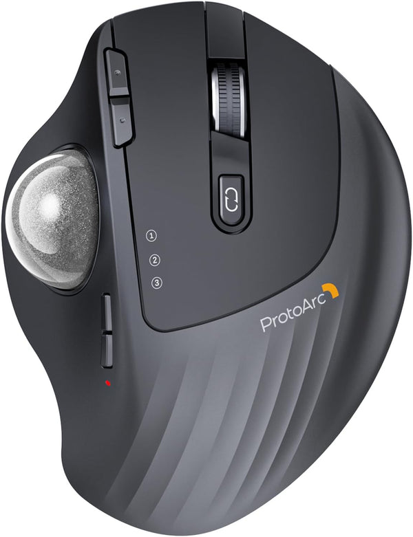 ProtoArc Wireless Trackball Mouse, EM01 NL Ergonomic Bluetooth Rollerball Mouse, Adjustable Angle & 3 Device Connection