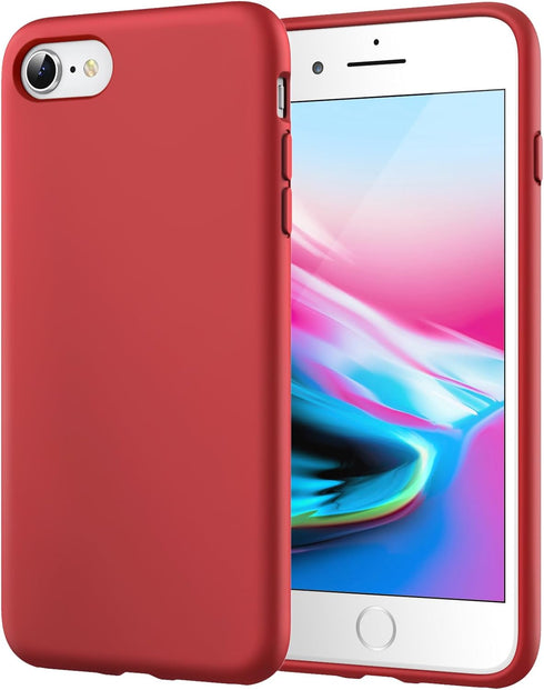 JETech Silicone Case for iPhone SE 3/2 (2022/2020 Edition), iPhone 8/7, 4.7-Inch, Shockproof Cover, Red