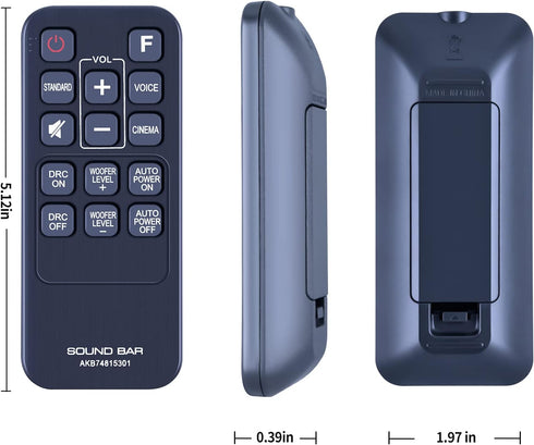 New AKB74815301 Replacement Remote Control for LG Soundbar S55A3-D, LAS454B, LAS485B, SH3B