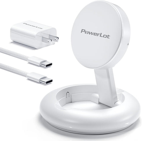 PowerLot Wireless Charger, 15W Fast Qi2-Certified Charging Station for iPhone 16/15/14/13/12, 20W PD Charger