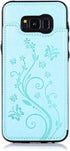 Phone Case for Samsung Galaxy S8 with Tempered Glass Screen Protector, Card Holder Wallet Cover, Stand Flip Leather