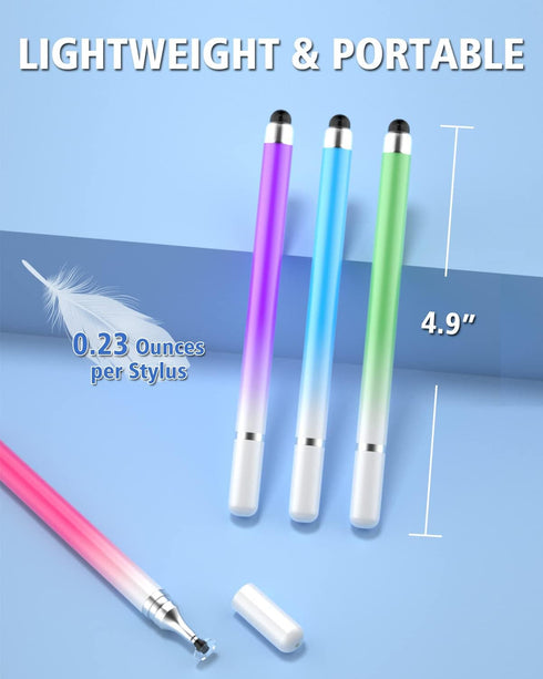 Stylus Pens for Touch Screens, Universal 2 in 1 Stylus Pen for iPad Compatible with iPhone, iPad, Android, Microsoft