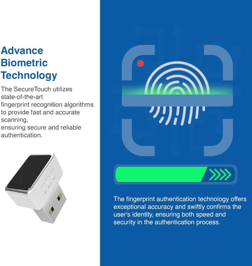TEC TE-FPA4-MC 360 0.23s SecureTouch USB Fingerprint Reader with ESS Enhanced Sign-in Security Match-On-Chip