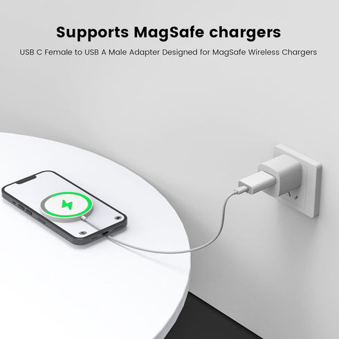 MOSWAG USB to USB C Adapter, USB C Female to USB Male for Apple MagSafe Watch, iPhone, iPad, Galaxy Note