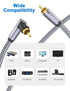 90 Degree Subwoofer Cable 3ft/1M, Right Angle RCA Cable Male to Male for Subwoofer and Amplifier, Grey