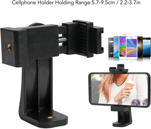 Denash 360 1/4 Inch Cell Phone Clip Holder, Rotation Cell Phone Clip Holder with Screw and Cold Shoe Port, Phone Tripod