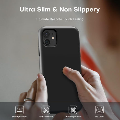 TOCOL Slim Silicone Case for iPhone 11 6.1 Inch, Anti-Slip Drop Protection, Precise Fit, Black