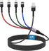 MTAKYI 1.8M/6Ft Multi 4 in 1 USB Universal iPhone Charging Cable, Lightning2+Type C+Micro USB Long Nylon Braided