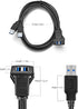Dual USB3.0 Square Flush Mount - 1M 3ft Extension Mount for Car, Boat, Motorcycle, Dash, Panel
