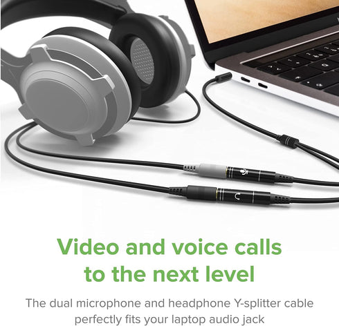 3.5mm Audio Y Splitter Adapter for Gaming PC, PS5, PS4, Xbox Series X, One S, Tablet, Mobile, Laptop, Gaming Headset.