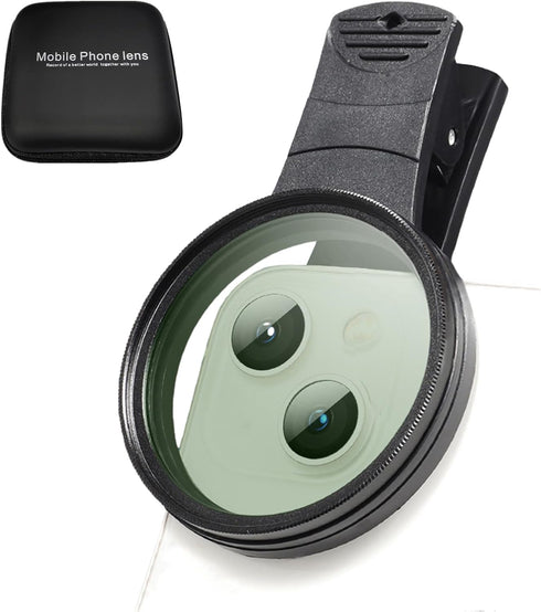 52mm Clip-on CPL Phone Camera Lens Filter, Universal CPL Filter Compatible with iPhone, Samsung, Android Smartphones